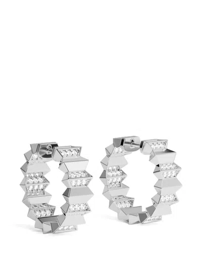 Apm Monaco Womens Sterling Sliver Up And Down Hoop Sterling-silver And Cubic Zirconia Earrings