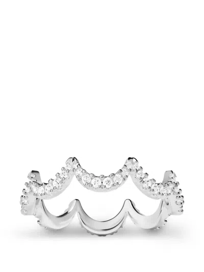 Apm Monaco Waves Stone-embellished Ring In Silver