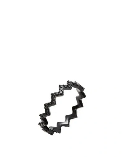 Apm Monaco Woman Ring Black Size 6 925/1000 Silver