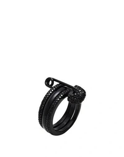 Apm Monaco Woman Ring Black Size Onesize 925/1000 Silver