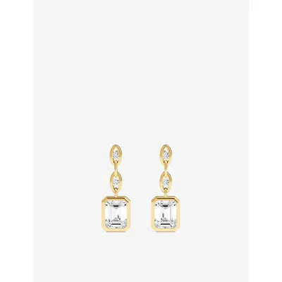 Apm Monaco Womens  Éclat 18ct Yellow Gold-plated And Cubic Zirconia Chain Earrings