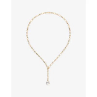 Apm Monaco Womens  Éclat Y Drop 18ct Yellow-gold Plated Alloy And Cubic Zirconia Necklace