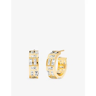 Apm Monaco Womens  Ice Hoop 18ct Yellow-gold Plated Alloy And Cubic Zirconia Earrings
