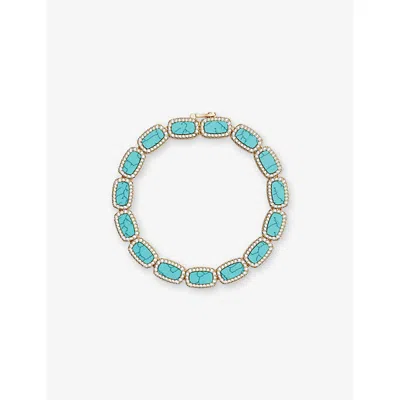 Apm Monaco Womens  Mediterranee Lagoon 18ct Yellow-gold Plated Alloy, Turquoise Stone And Cubic Zirco In Blue