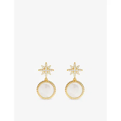 Apm Monaco Womens  Nacre Météorites 18ct Yellow-gold Plated Alloy And Cubic Zirconia Earrings