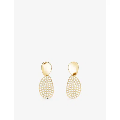 Apm Monaco Womens  Soleil Galet 18ct Gold-plated And Cubic Zirconia Drop Earrings