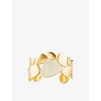 Apm Monaco Womens  Soleil Statement Galet 18ct Yellow-gold Plated Alloy And Cubic Zirconia Cuff