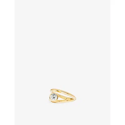 Apm Monaco Womens  Soleil Twist Eclat 18ct Yellow-gold Plated Alloy And Cubic Zirconia Ring