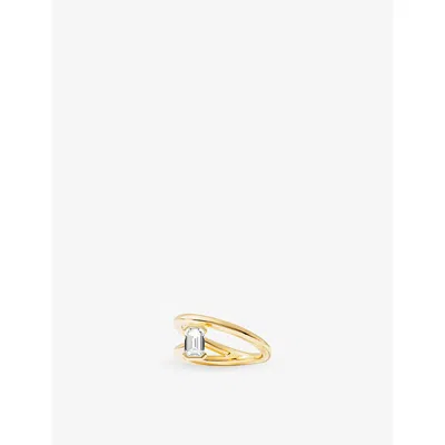 Apm Monaco Womens  Twist Eclat 18ct Yellow-gold Plated Alloy And Cubic Zirconia Ring