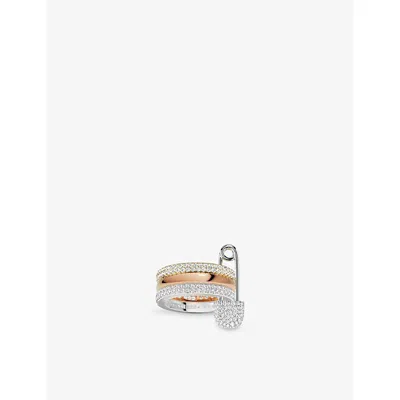Apm Monaco Womens  Baby Xl 18ct Yellow And Rose-gold Plated Alloy And Cubic Zirconia Ring In Gray