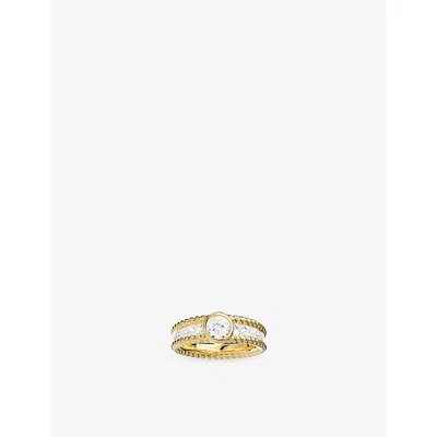 Apm Monaco Womens  Cordage 18ct Yellow Gold-plated Alloy And Princess-cut Cubic Zirconia Ring