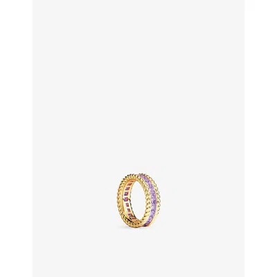 Apm Monaco Womens  Cordage 18ct Yellow Gold-plated Alloy And Princess-cut Lilac Siamite Ring