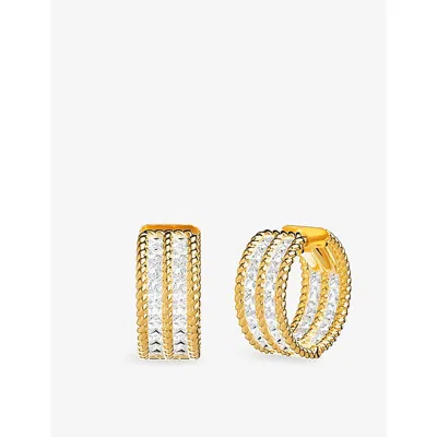 Apm Monaco Womens  Cordage Alloy And Cubic Zirconia Double Hoop Earrings In Yellow