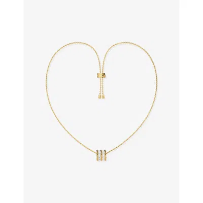 Apm Monaco Womens  Cordage Double Alloy And Cubic Zirconia Pendant Necklac In Yellow