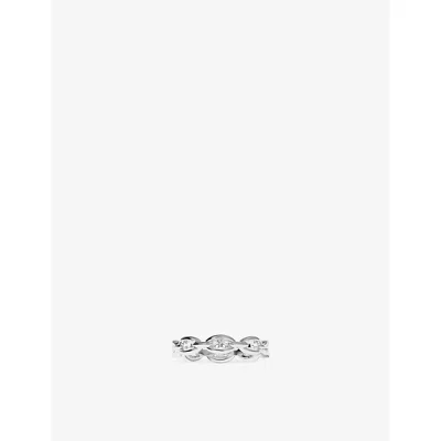 Apm Monaco Womens  Enchaîné Rhodium Plated Alloy And Cubic Zirconia Ring In Metallic