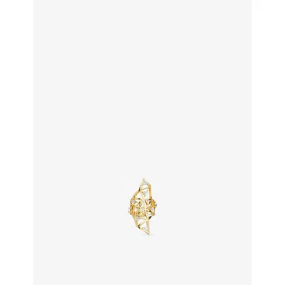 Apm Monaco Womens  Labyrinthe 18ct Gold-plated Alloy And Cubic Zirconia Ring In Yellow