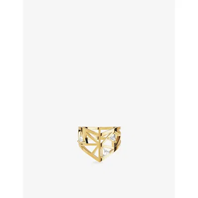 Apm Monaco Womens  Labyrinthe 18ct Gold-plated Alloy And Cubic Zirconia Ring In Yellow