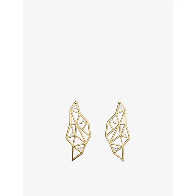 Apm Monaco Womens  Labyrinthe Alloy And Cubic Zirconia Drop Earrings In Yellow
