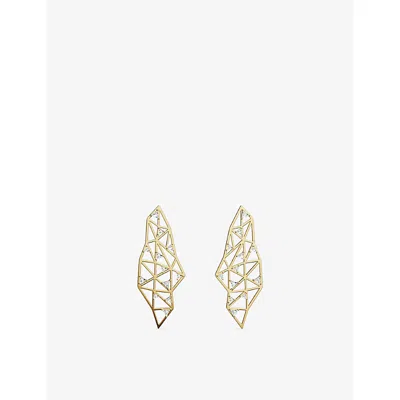 Apm Monaco Womens  Labyrinthe Statement Alloy And Cubic Zirconia Drop Earrings In Yellow