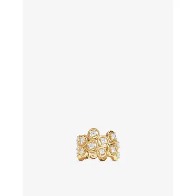Apm Monaco Womens  Les Bulles D'eau 18ct Yellow Gold-plated Alloy And Princess-cut Cubic Zirconia Rin