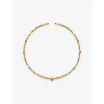 Apm Monaco Womens  Les Calanques 18ct Yellow Gold-plated Alloy, Cubic Zirconia And Malachite Necklac