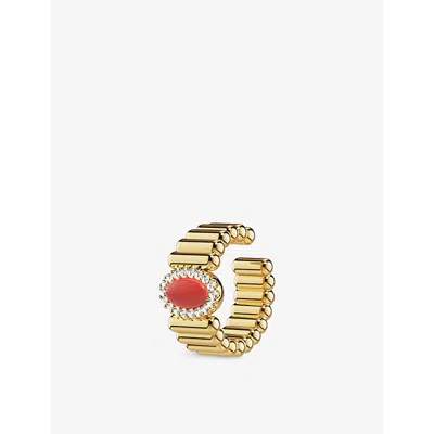 Apm Monaco Womens  Les Calanques Alloy And Cubic Zirconia Cuff Earring In Yellow