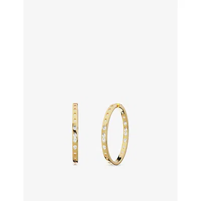 Apm Monaco Womens  Les Gouttelettes Statement Alloy And Cubic Zirconia Hoop Earrings In Yellow