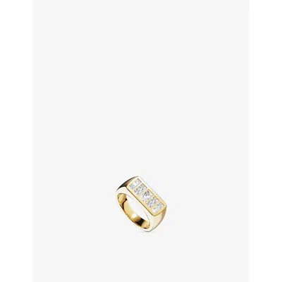 Apm Monaco Womens  Les Reflets 18ct Yellow Gold-plated Alloy And Cubic Zirconia Ring