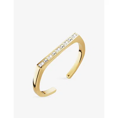 Apm Monaco Womens  Les Reflets 18ct Yellow-gold Plated Alloy And Cubic Zirconia Ring