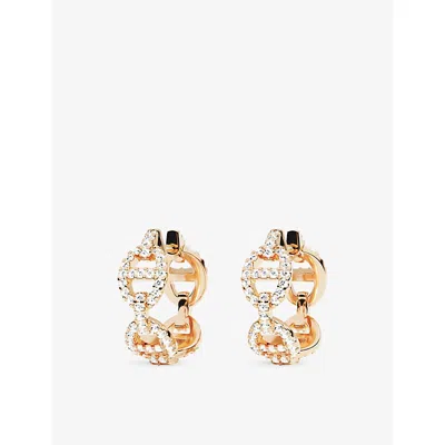 Apm Monaco Womens  Marine Alloy And Cubic Zirconia Hoop Earrings In Rose