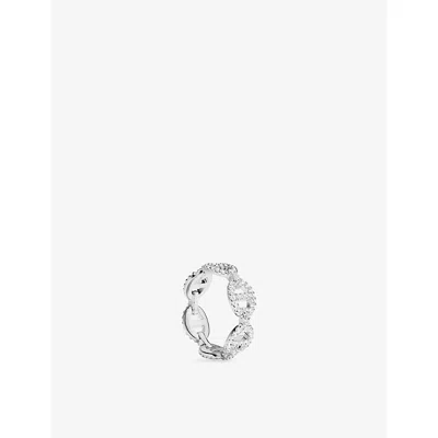 Apm Monaco Womens  Marine Rhodium Plated Alloy And Cubic Zirconia Ring In Metallic