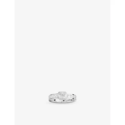 Apm Monaco Womens  Monaco Rhodium Plated Alloy And Cubic Zirconia Ring In Metallic