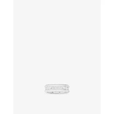 Apm Monaco Womens  Monaco Rhodium Plated Alloy And Cubic Zirconia Ring In White