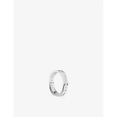 Apm Monaco Womens  Monaco Rhodium Plated Alloy And Cubic Zirconia Ring In White