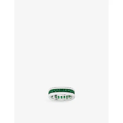 Apm Monaco Womens  Monaco Verte Rhodium Plated Alloy And Cubic Zirconia Ring In Metallic