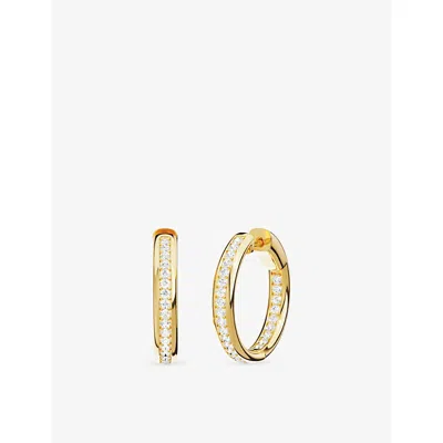 Apm Monaco Womens  Riviera Alloy And Cubic Zirconia Hoop Earrings In Yellow