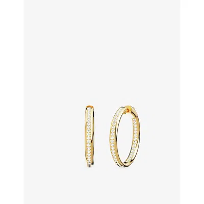 Apm Monaco Womens  Riviera Alloy And Cubic Zirconia Hoop Earrings In Yellow