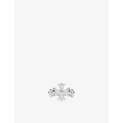 Apm Monaco Womens  Rock Rhodium Plated Alloy And Cubic Zirconia Ring In Metallic