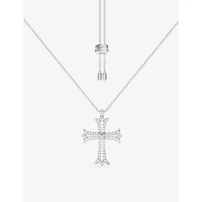 Apm Monaco Womens  Rock Rhodium-plated Alloy And Cubic Zirconia Necklac In Metallic