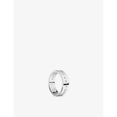 Apm Monaco Womens  Smile Rhodium Plated Alloy And Cubic Zirconia Ring In Metallic