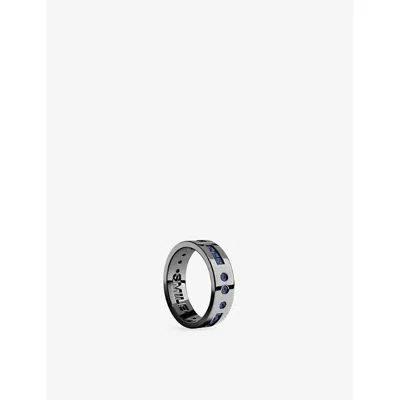 Apm Monaco Womens  Smile Ruthenium Plated Alloy And Cubic Zirconia In Black