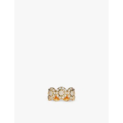Apm Monaco Womens Soleil 18ct Yellow Gold-plated Metal Alloy And Zirconia Ring
