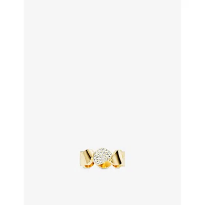 Apm Monaco Womens  Soleil Statement Galet 18ct Yellow-gold Plated Alloy And Cubic Zirconia Ring