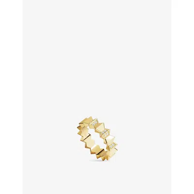 Apm Monaco Womens  Up And Down 18ct Gold-plated Alloy And Cubic Zirconia Ring In Yellow