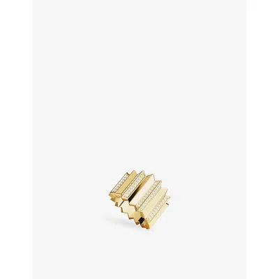Apm Monaco Womens  Up And Down 18ct Yellow-gold Plated Alloy And Cubic Zirconia Ring