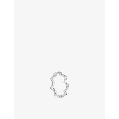 Apm Monaco Womens  Vague Rhodium Plated Alloy And Cubic Zirconia Ring In Metallic