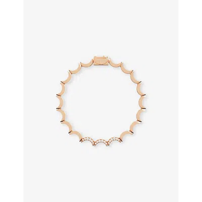 Apm Monaco Womens Rose Gold Alloy Wavy 18ct Rose Gold-plated Alloy And Cubic Zirconia Bracelet
