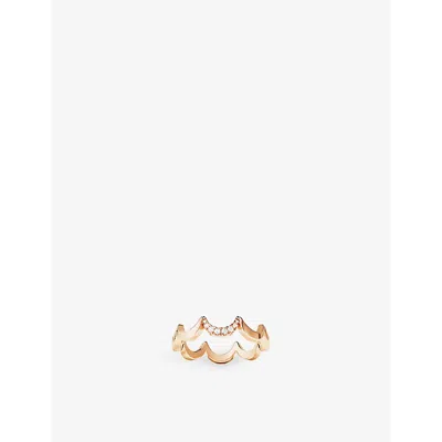 Apm Monaco Womens Rose Gold Alloy Wavy 18ct Rose Gold-plated Alloy And Cubic Zirconia Ring