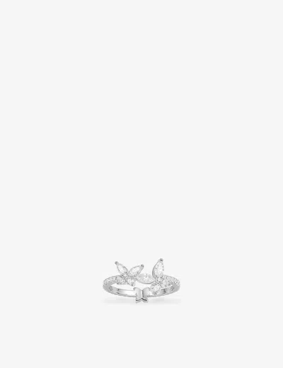 Apm Monaco Womens Silver Butterfly Sterling-silver And Cubic Zirconia Ring