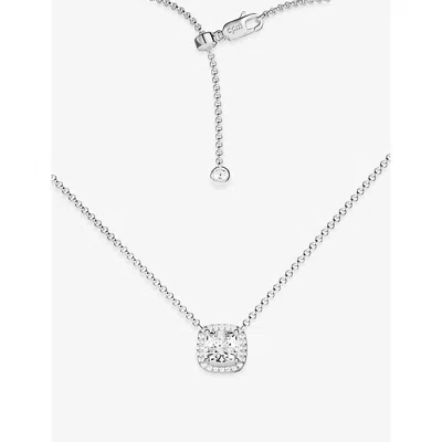 Apm Monaco Womens Éclat Solitaire Rhodium Plated Alloy And Cubic Zirconia Necklace Whit In White